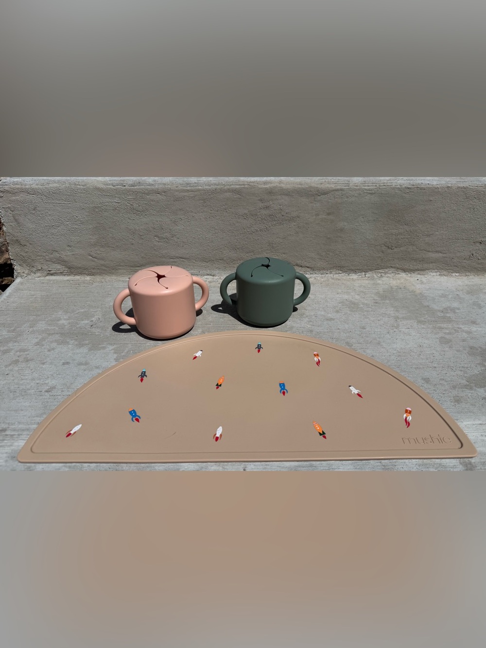 Mushie Silicone Placemat and Snack Cup Bundle